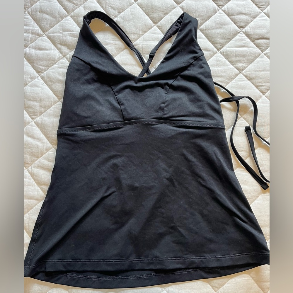 Athleta Black Triangle Tankini Adjustable Straps Med D-DD